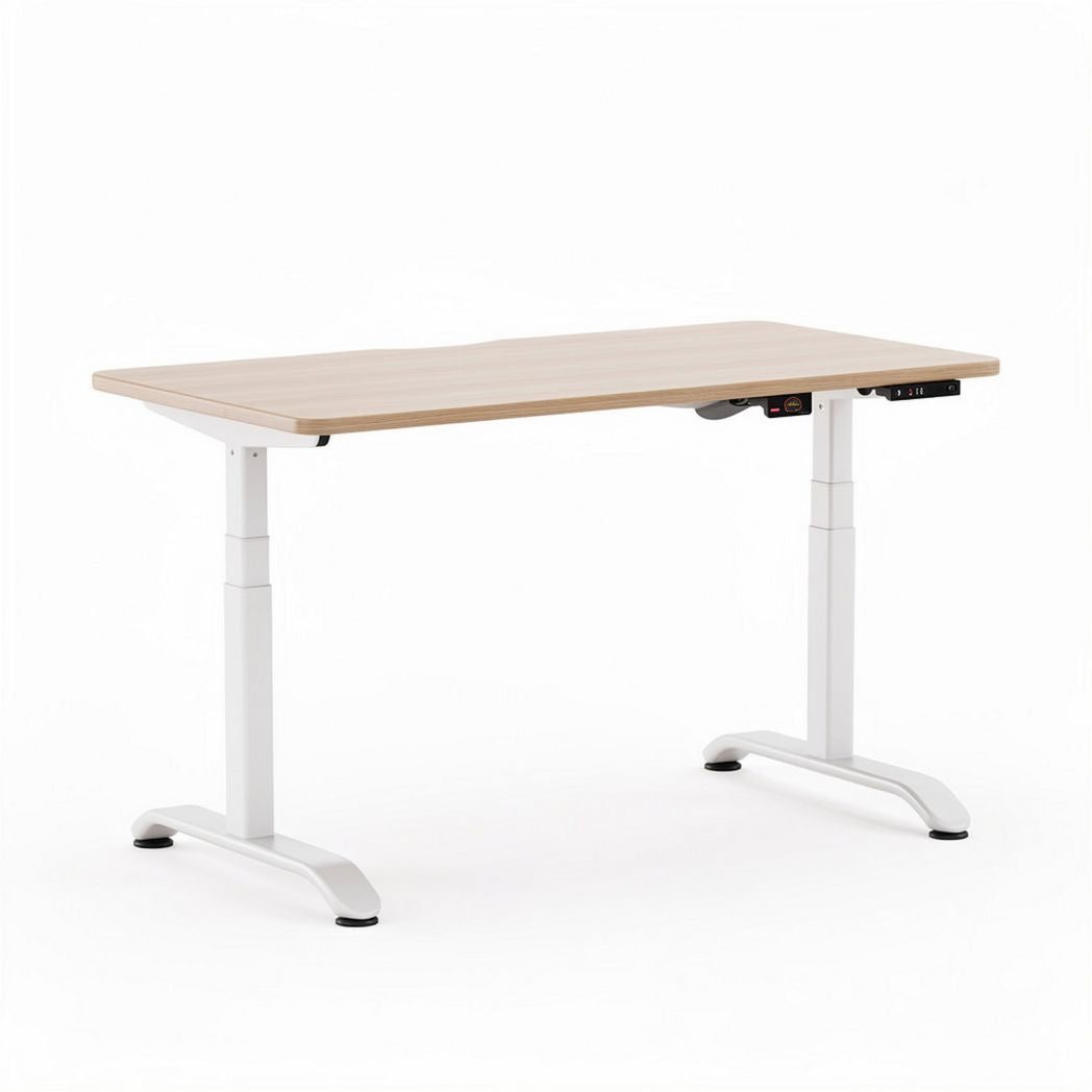 Electric standing desk with adjustable height and natural wood finish 120 x 60 x 75cm