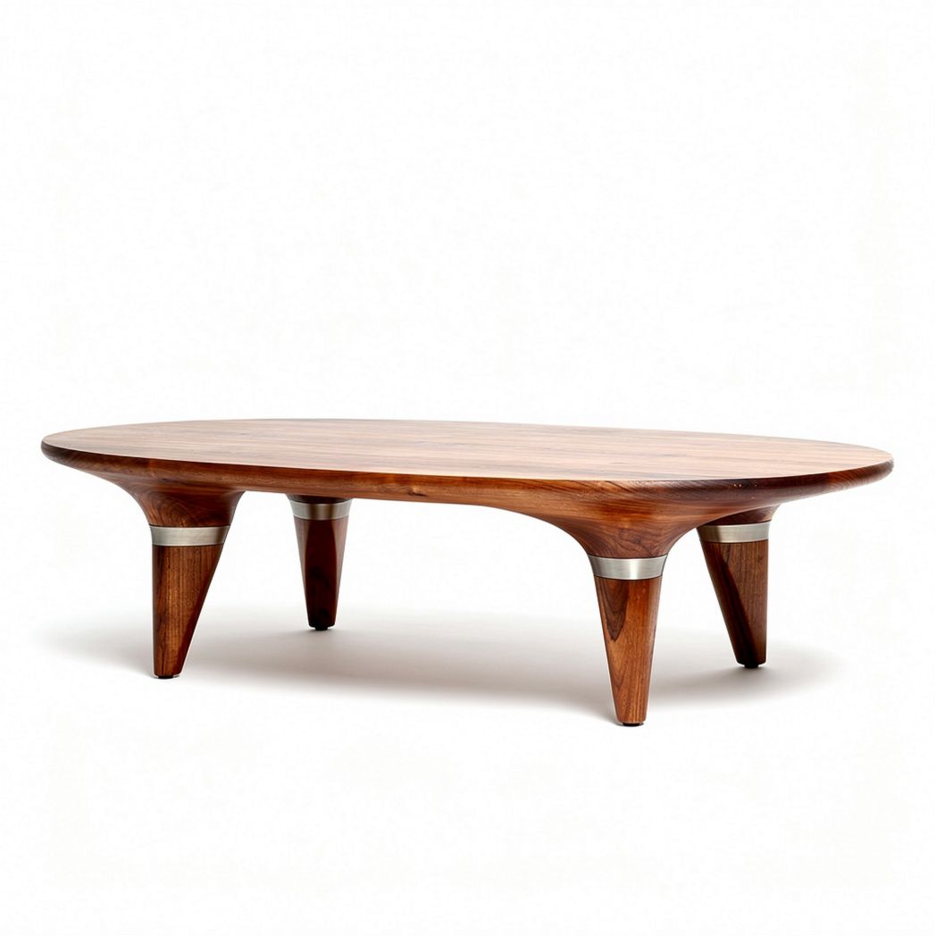 Coffee table made of wood with metal accents in brown and silver 150 x 80 x 40cm