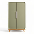 Green retro refrigerator with wooden legs 60 x 65 x 150cm