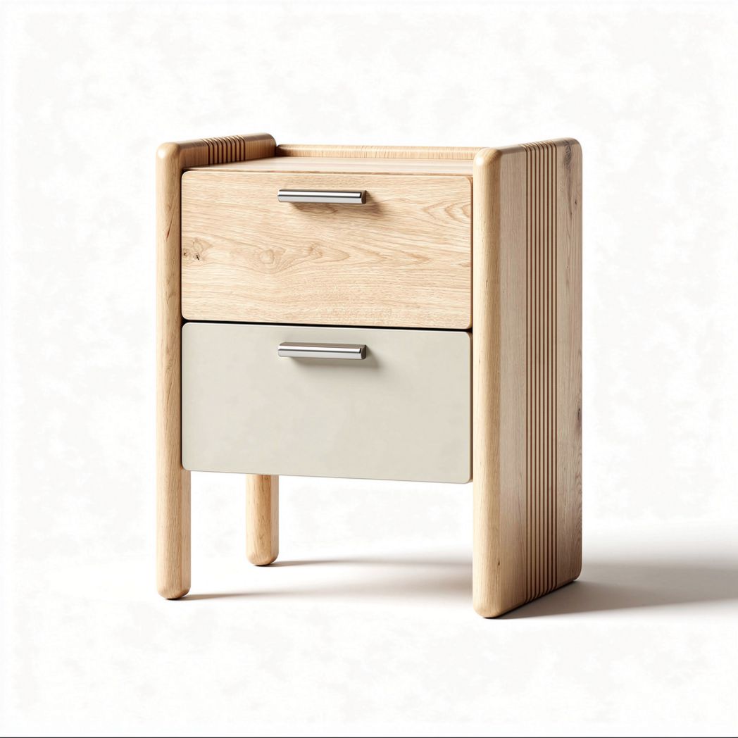Wooden nightstand with two drawers and minimalist design 40 x 40 x 60cm