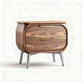 Wooden nightstand with two drawers and metal legs 55 x 40 x 45cm