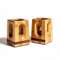 Bamboo pencil holder set with natural wood accents for office desk organization