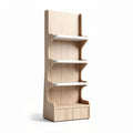 Wooden bookshelf with four shelves and two drawers in light oak finish 30 x 80 x 180cm