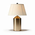 Gold metal table lamp with white fabric shade for home or office use 25 x 25 x 40cm