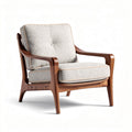 Mid-century modern armchair with upholstered fabric cushion and walnut frame 80 x 80 x 85cm