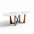Marble top coffee table with wood and metal base in modern design