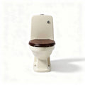 Two-piece toilet with wooden seat in cream color measures 50 x 40 x 75cm