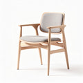Wooden accent chair with gray upholstery and armrests 55 x 55 x 80cm