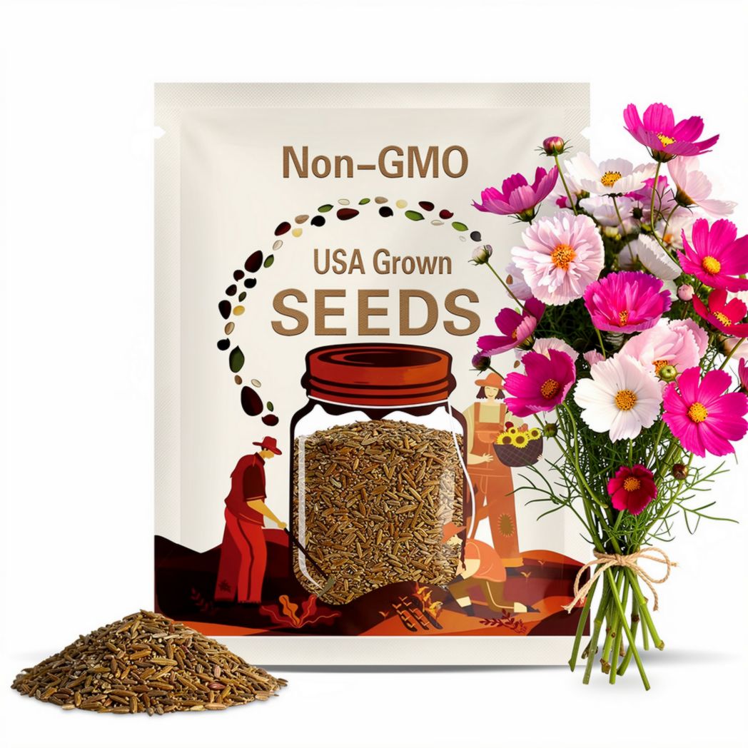 Cupcakes and Saucers Mix Cosmos Seeds - Open-Pollinating - Drought Resistant - Easy to Grow- Clumping -Planting in Spring-B5g1 #L007