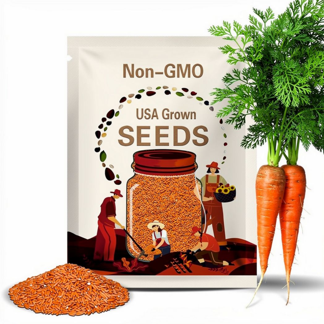 Carrot Seeds - Organic, Heirloom, Open Pollinated, Non GMO - Grow Indoors, Outdoors, In Pots, Grow Beds, Soil, Hydroponics & Aquaponics