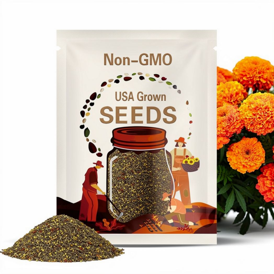 African Marigold, Hawaii Seeds - 200 Heirloom Flower Seeds, Orange Blooms, Medicinal Plant, Aztec Marigold Seeds, Edible Flowers, Non-GMO