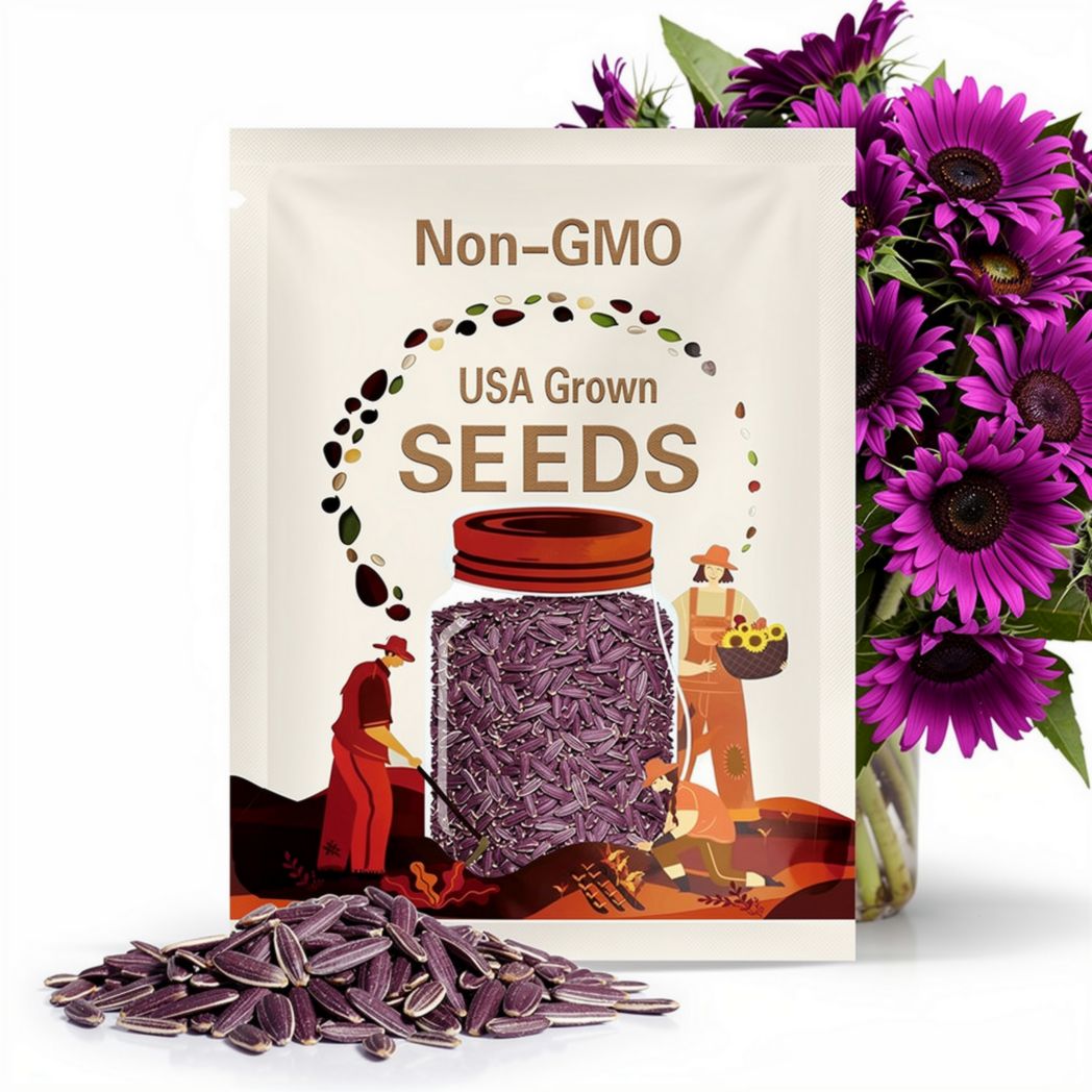 50pcs Purple Sunflower Field ‘Violet Glow’ Seeds – Rare Non-GMO Heirloom Variety – Deep Violet Blooms for Striking Garden Landscapes