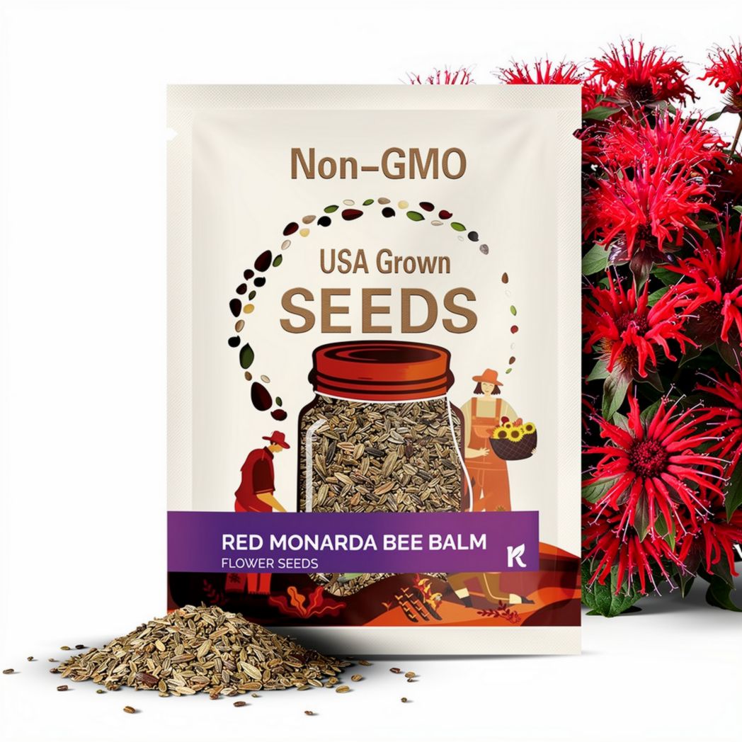 100 PCS - Red Bee Balm Seeds for planting (Monarda Didyma) –  Wild Bergamot Seeds – Perennial Flower Seeds, Vibrant Pollinator Magnet