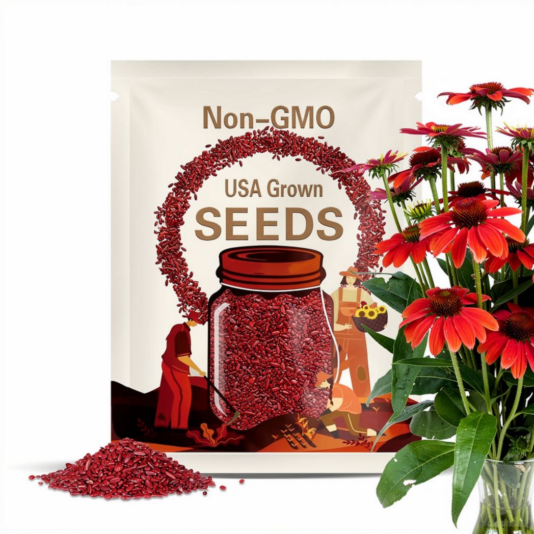 red coneflower seeds echinacea flower perennial herb garden medicinal plant apothecary garden seed sustainable easy to grow flower seed