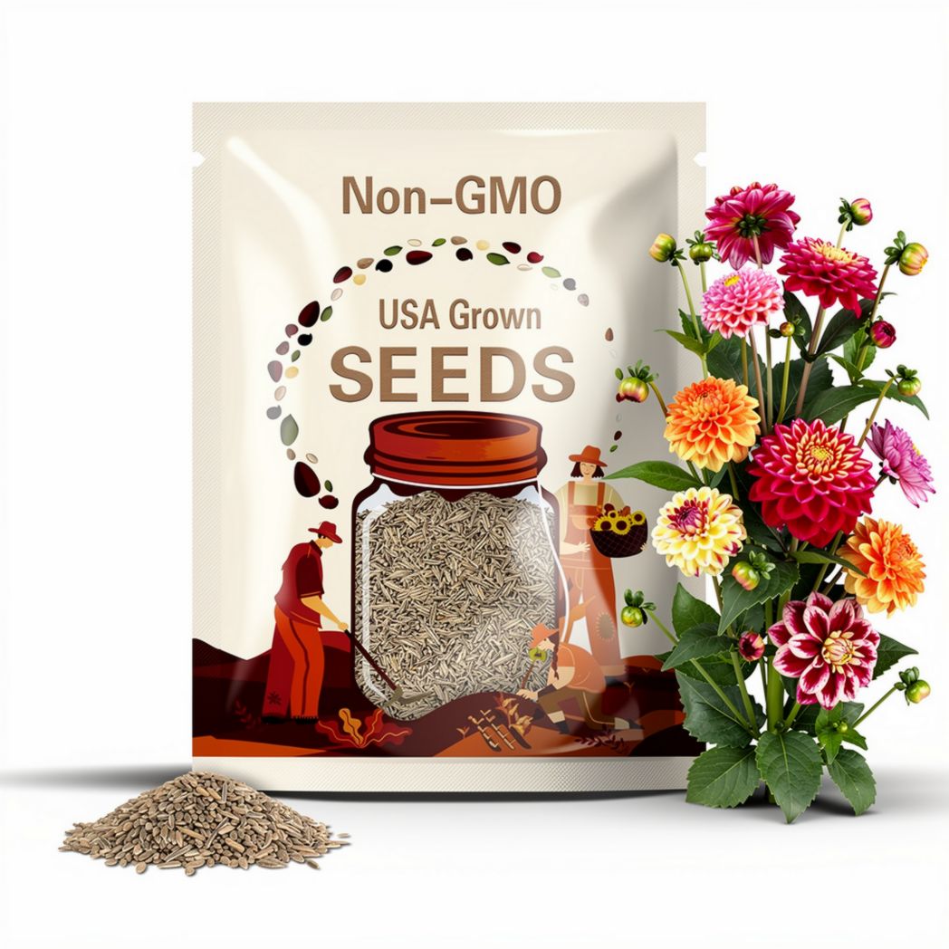 40 Seeds | Hulin's Carnival Dahlia Seeds - Pollinator Friendly- Open Pollinated - Heirloom - Flower Seeds - Mix Seeds to Plant - .#D057