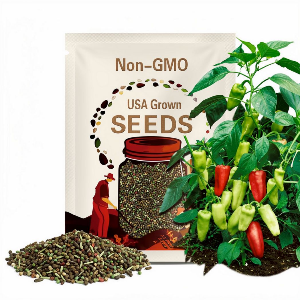 Italian Pepper Seeds - Organic, Heirloom, Open Pollinated, Non GMO - Grow Indoor, Outdoors, Pots, Grow Beds, Soil, Hydroponic, Aquaponic